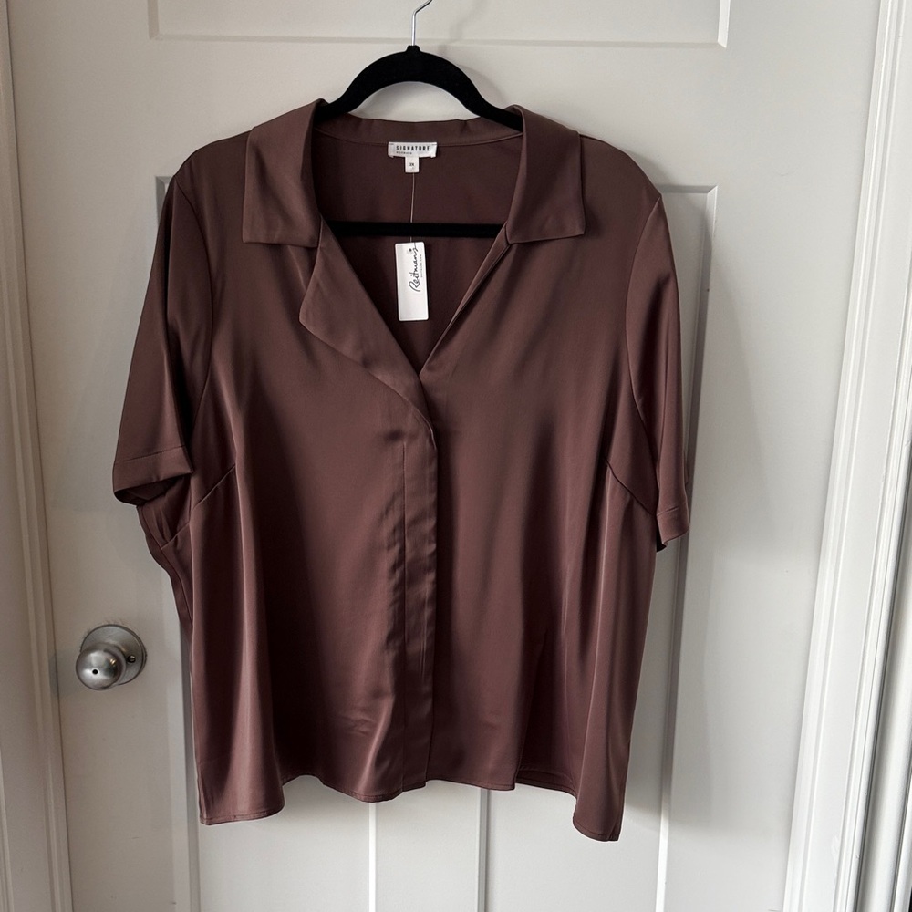 Reitmans Rich Brown Satin Blouse